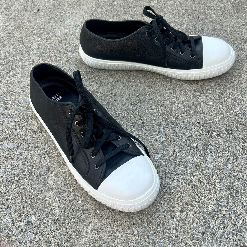 Eileen Fisher Black Leather Tennis Shoes Sneakers